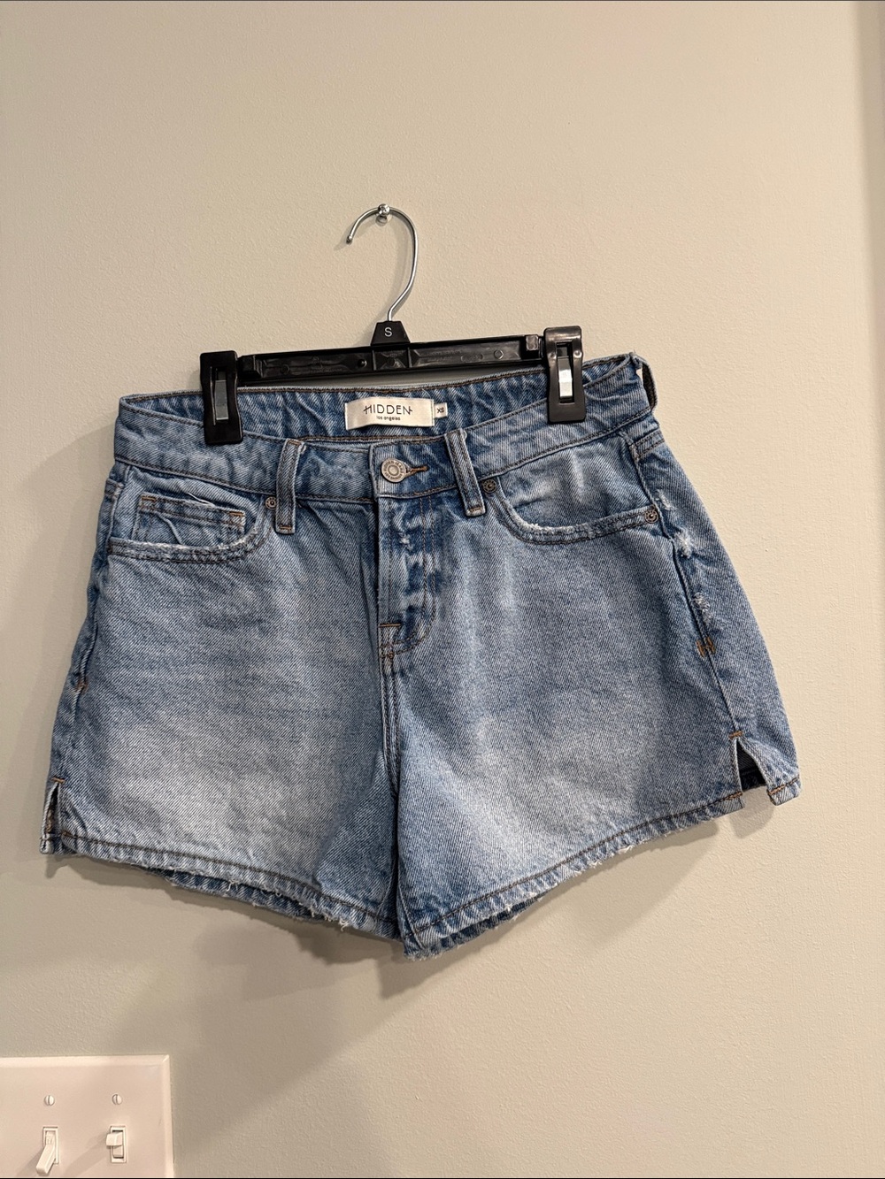 Hidden Light Wash Denim High-Rise Jean Shorts